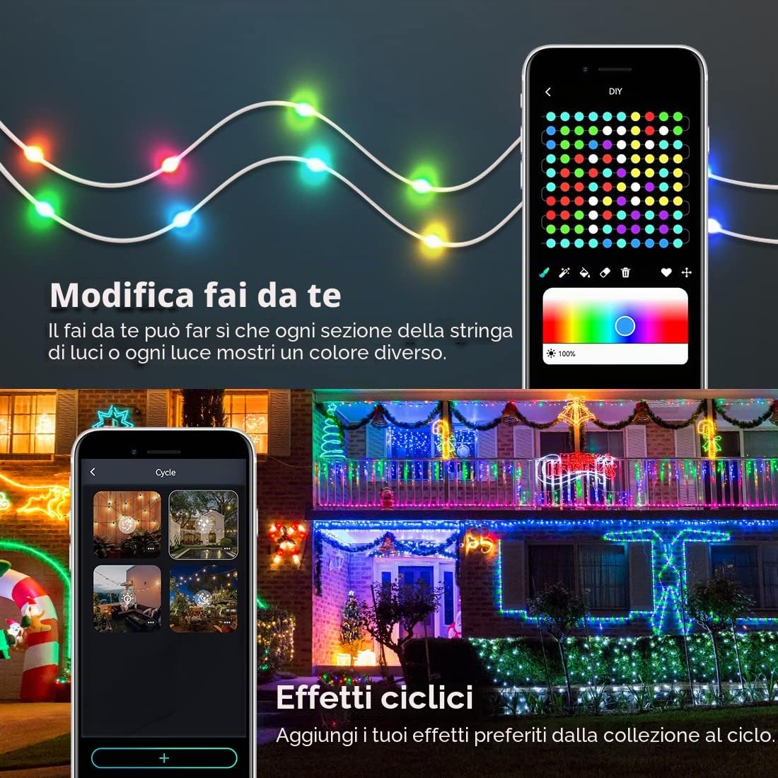 BTF-LIGHTING Smart Fairy String Light 2 Pack RGBIC WS2812B 10M USB Bluetooth Twinkle con timer e telecomando,sincronizzazione musicale Modi divertenti Colore Chasing Lights per Natale Matrimonio Festa