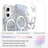 Vista 498 de I-MGAE-IN-AR - Funda diseñada para iPhone 12 y 12 Pro, diseño de mariposa plateada brillante, funda protectora de poliuretano termoplástico, suave