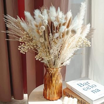 69pcs Various Dried Pampas Grass D cor, 17in Pampas Grass for Flower Arrangements, Boho Wedding Party Home Decor