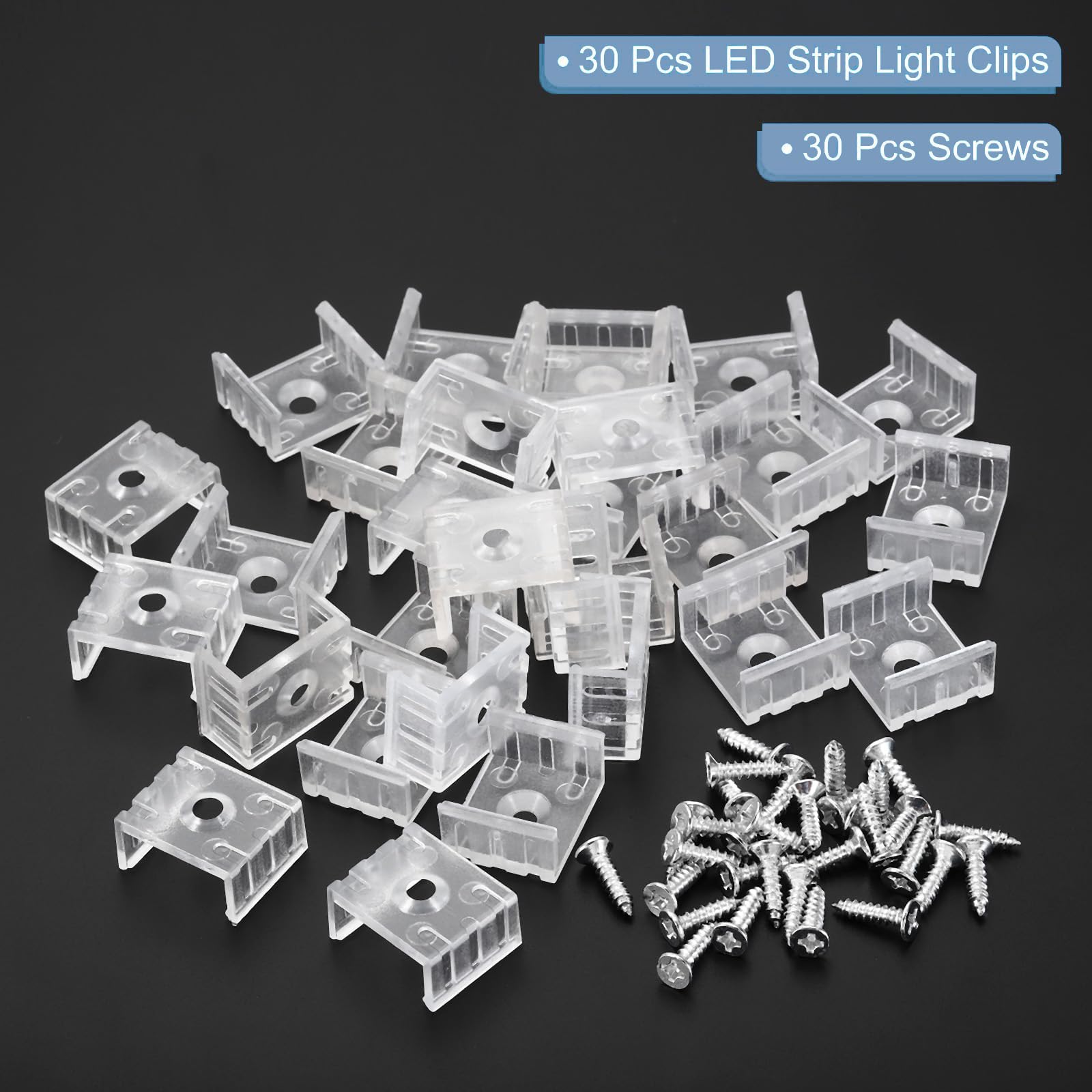 TOP-VIGOR 50Pcs LED Strip Light Clips, Waterproof Mounting Bracket Fixing Clips Plastic Clamp Holders with Screws - Image 3