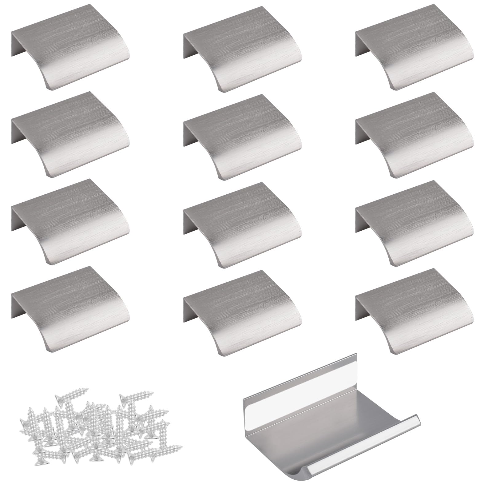 MOROBOR Finger Edge Pull, 16pcs Concealed Aluminum Alloy Handle Utility Invisible Furniture Handles Self-Stick Instant Cabinet Drawer Pulls Helper/Brushed Nickel,50mm — image 1