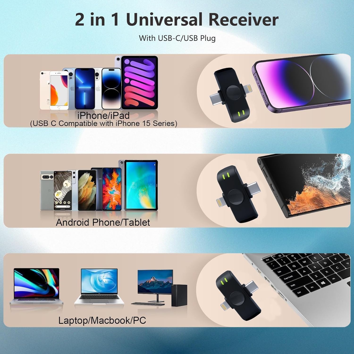 Wireless Lavalier Microphone for iPhone - Android/Computer/Laptop, Professional Dual Lapel Mic with Charging Case, 18-Hour Battery, Noise Cancellation, USB-C for Video Recording, Vlog, YouTube