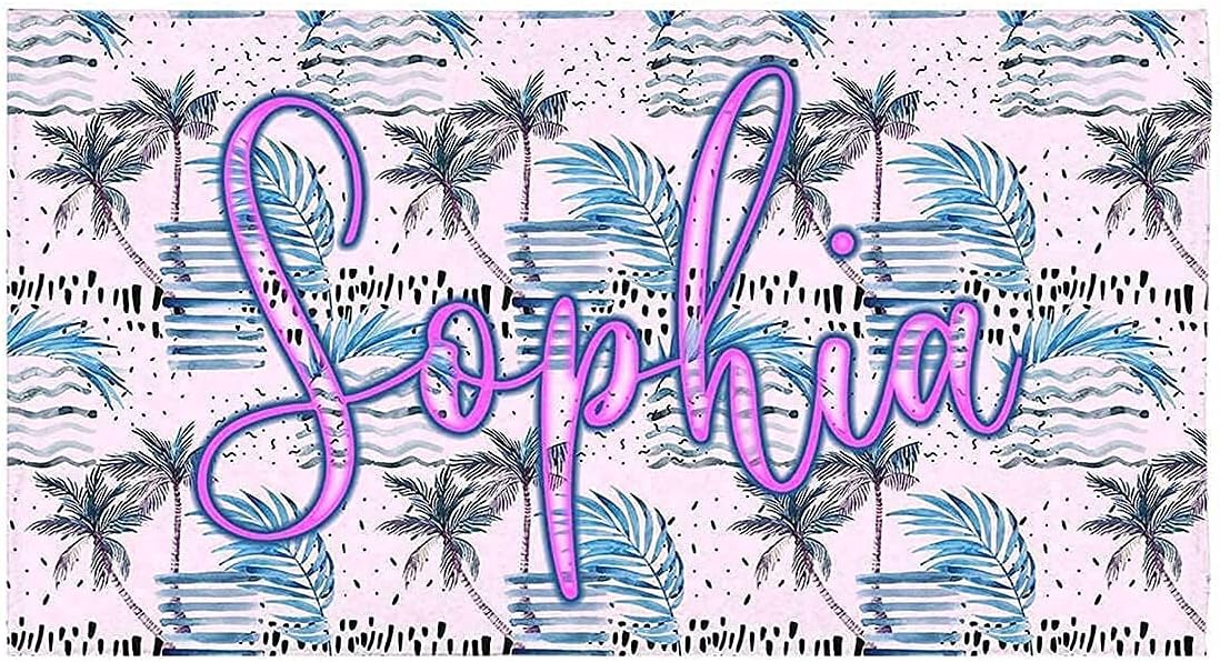 Artsadd Custom Personalized Beach Towel Rainbow Tie Dye for Kids Women Men, Bath Towel with Name Own Design for Hotel Gym Bathroom 30" x 56", Soft Pool Towel Birthday Gift for Girls Boys Adults