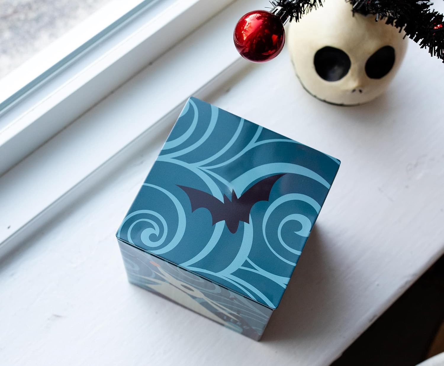 Disney The Nightmare Before Christmas Jack Skellington 4-Inch Tin Storage Box Cube Organizer with Lid | Basket Container, Cubby Cube Closet Organizer, Home Decor Playroom Accessories