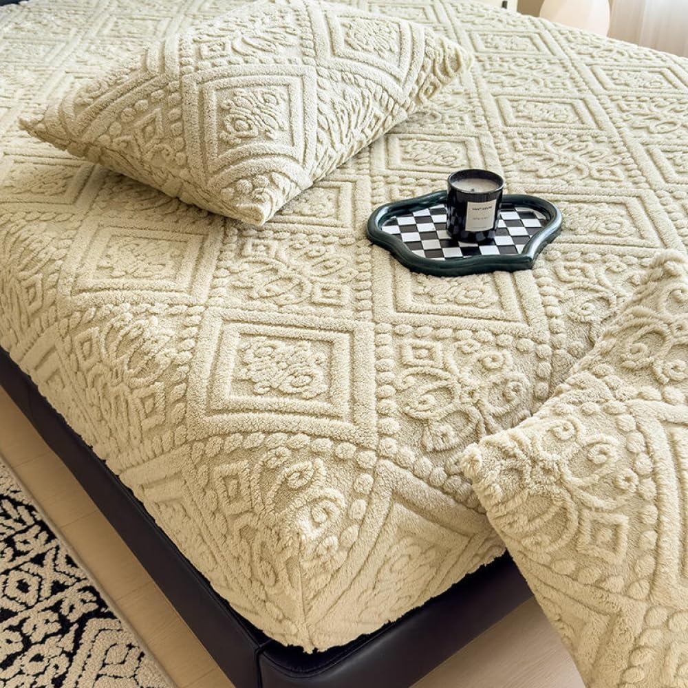 Elastic Bed Sheets, Elastic Bed Sheets Queen Size & Mattress Protector with 360° Encasement, Non-Slip Luxury Bedding-Grey||Pillowcase*1