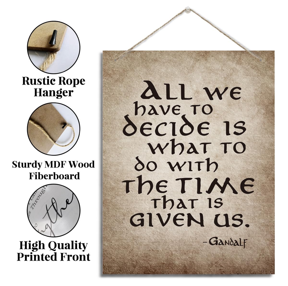 BQL Inspirational Wood Wall Plaque, Motivational Hanging Sign, Mental Health Decor for Office, Modern Rectangular Wooden Wall Art, 10"L x 7.8"W, Unisex, Indoor, Office, Bedroom 3