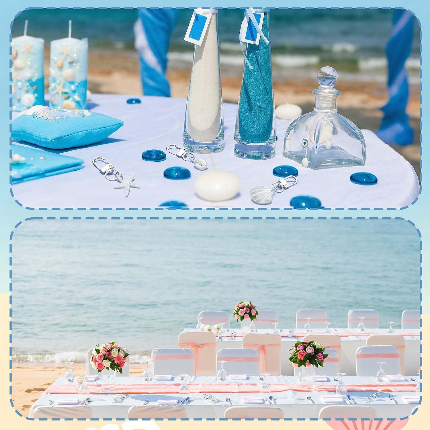 Equsion 36 Pcs Ocean Keychain Party Gifts Ocean Life Keychains Accessories Sea Animal Pendants with Starfish Seahorse and Shell Last Toast at Coast Party Gifts for Bridal Shower Wedding Bachelorette