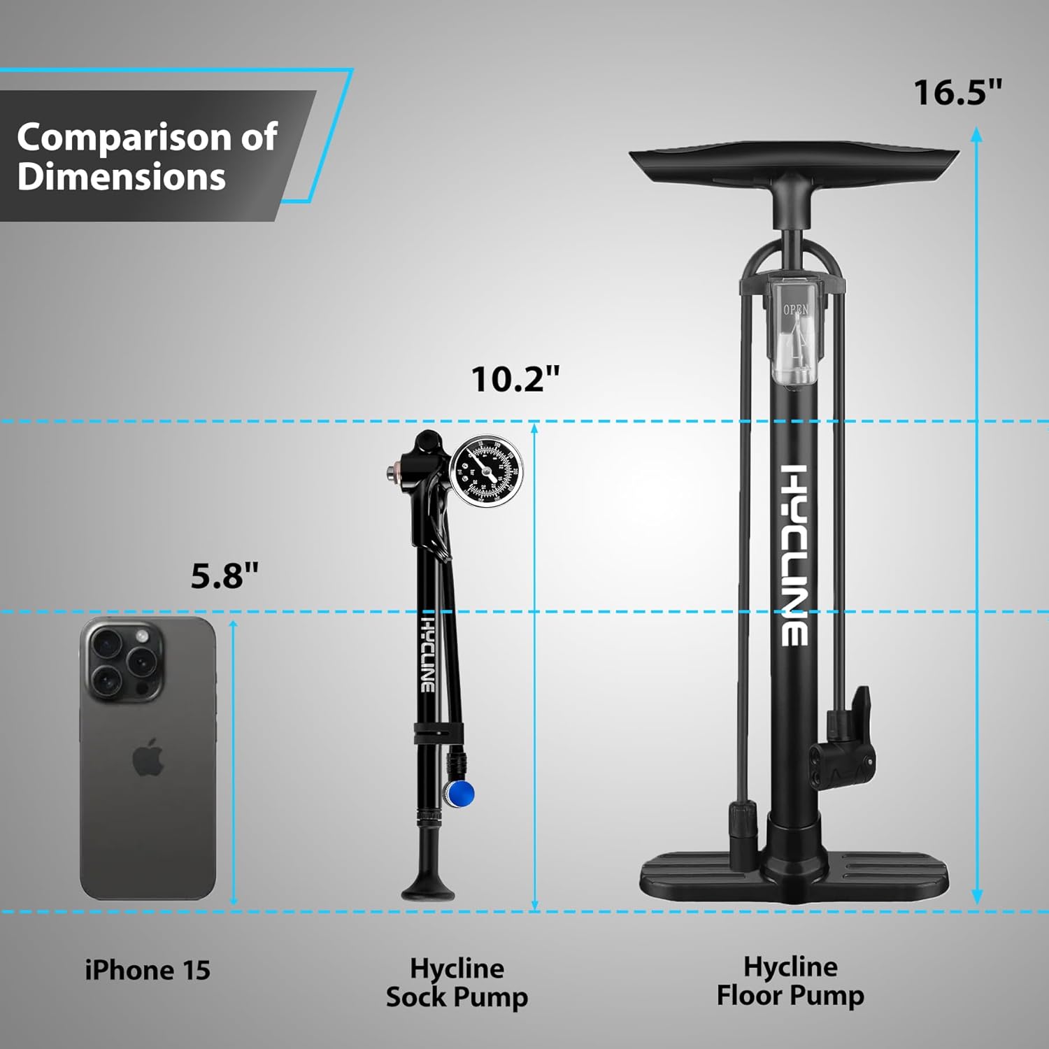 Hycline High Pressure Shock Pump 400 PSI: MTB Bike Pump for Fork & Rear Suspension with Alloy Gauge & Air Bleed - Air Pump for Mountain Gravel Bikes Fits Schrader Valve