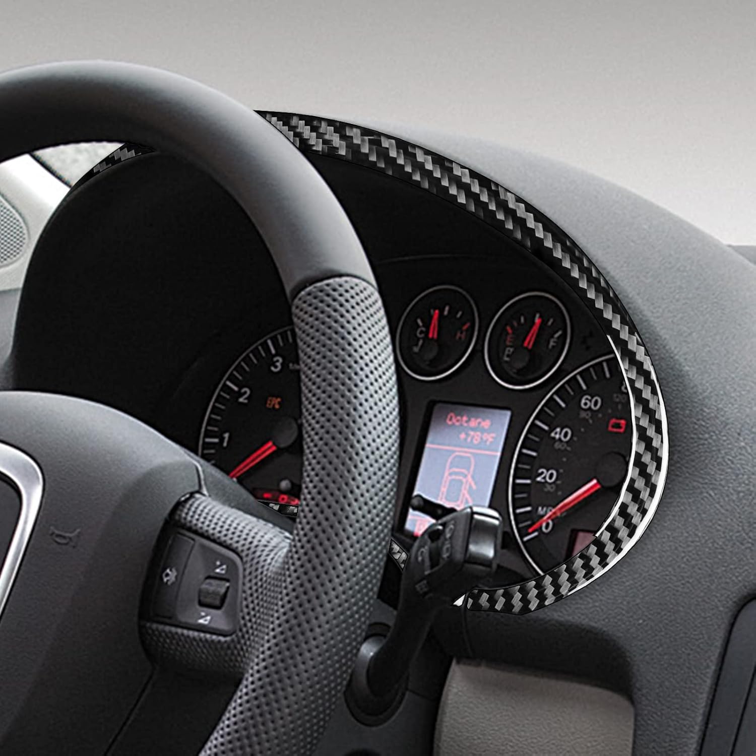 Car Carbon Fiber Accessories Speedometer Tachometer Surround 2PCS Protective Cover Sticker Anti-Scratch Compatible with Audi A3 S3 2006 2007