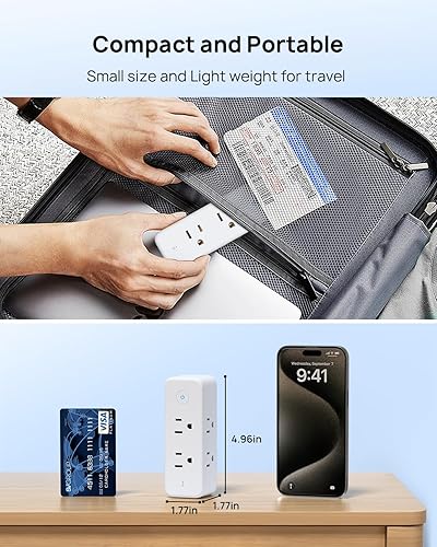 Miniatura 6 de TROND Extensor de salida con enchufe giratorio de 360, divisor de 6 salidas de CA con interruptor de encendidoapagado, adaptador de enchufe múltiple