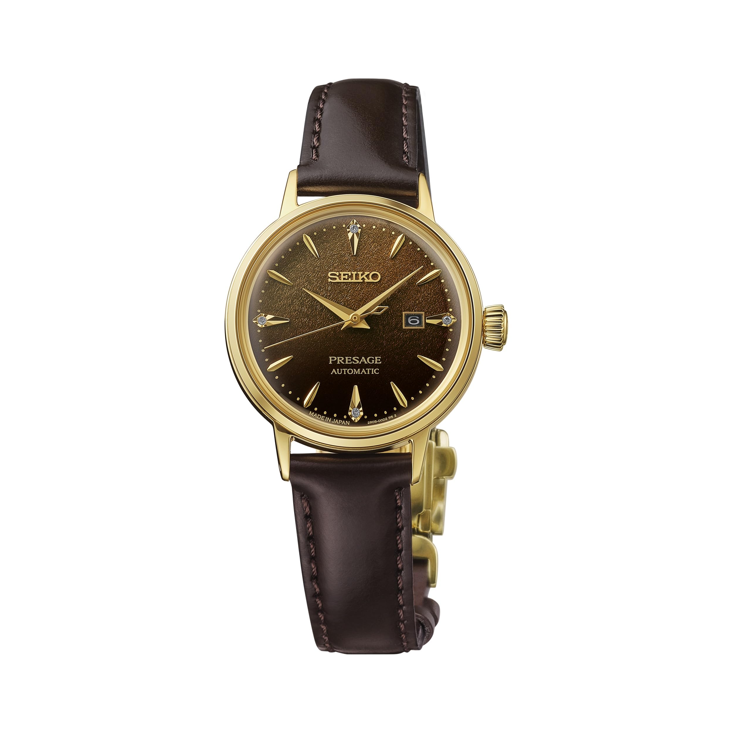 SEIKO Presage SRE020 Women's Cocktail Watch Brown Dial Diamond