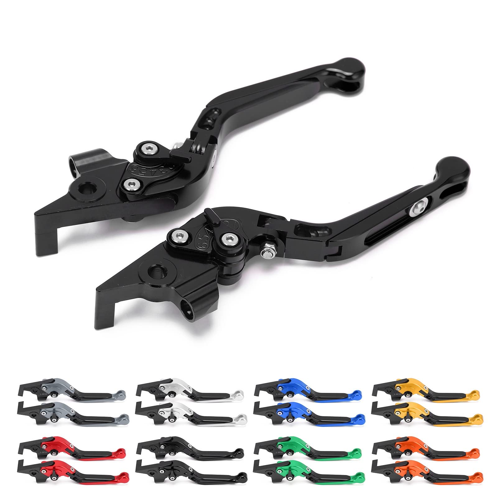 Leva Frizione Freno Moto, 1 Paio Sinistra e Destra Maniglie Freno Regolabili Lega di Alluminio Accessorio Moto per TMAX 530 2012‑2019/560 2020-2021(Nero)