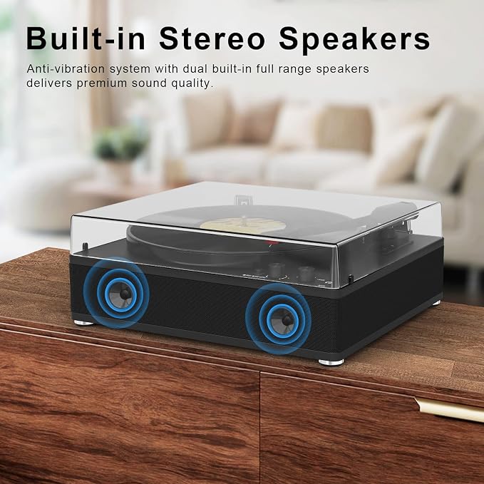 Tocadiscos vintage Bluetooth con altavoces integrados miniatura 6