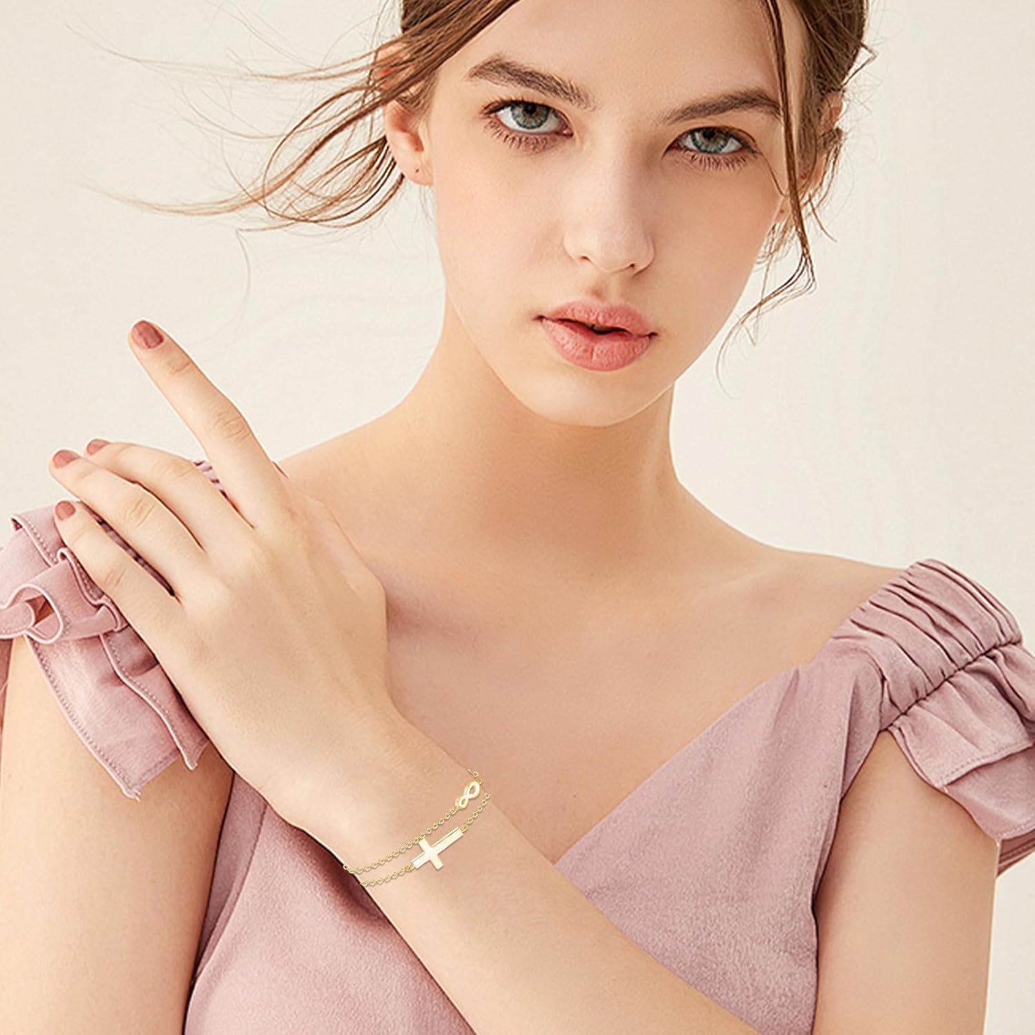 Gold Cross Bracelet for Women 925 Sterling Silver Gold Cross Infinity Bracelet Infinity Faith Jewelry for Women Mom