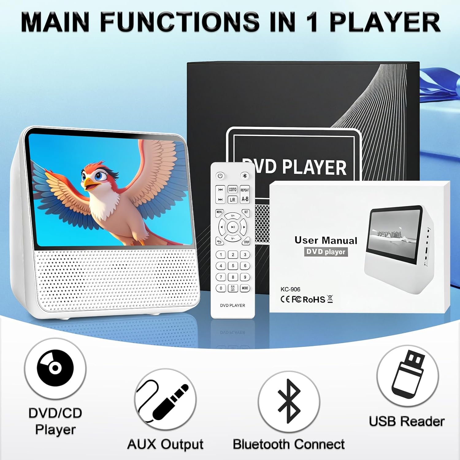 Contents of the WOOPKER Portable DVD Player box