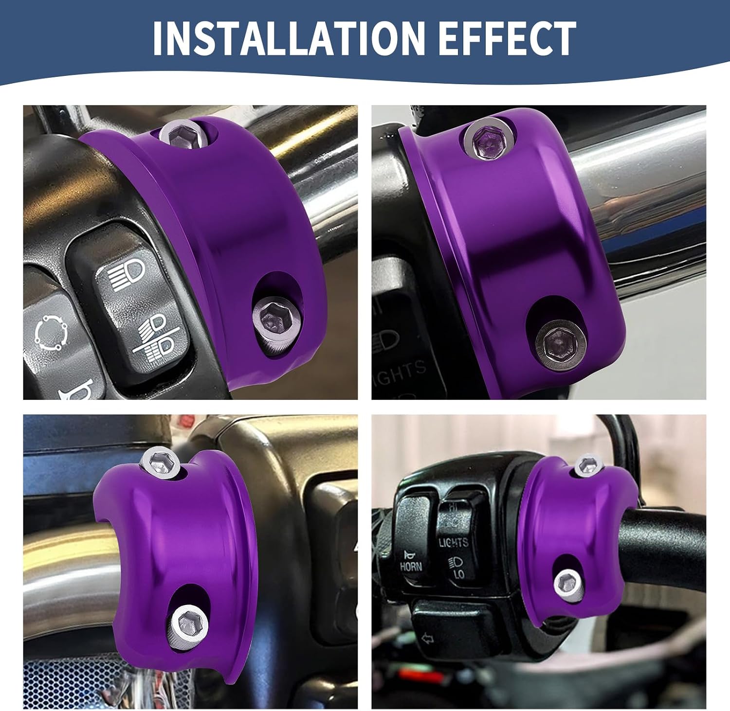 2 Pcs Brake Clutch Perch Clamps Half Clamp Fit For Harley 1982-2026 Touring Road Glide Road King Street Glide Electra Glide Softail Low Rider S FXBB Dyna Sportster XL with 1" Handlebar (Purple)