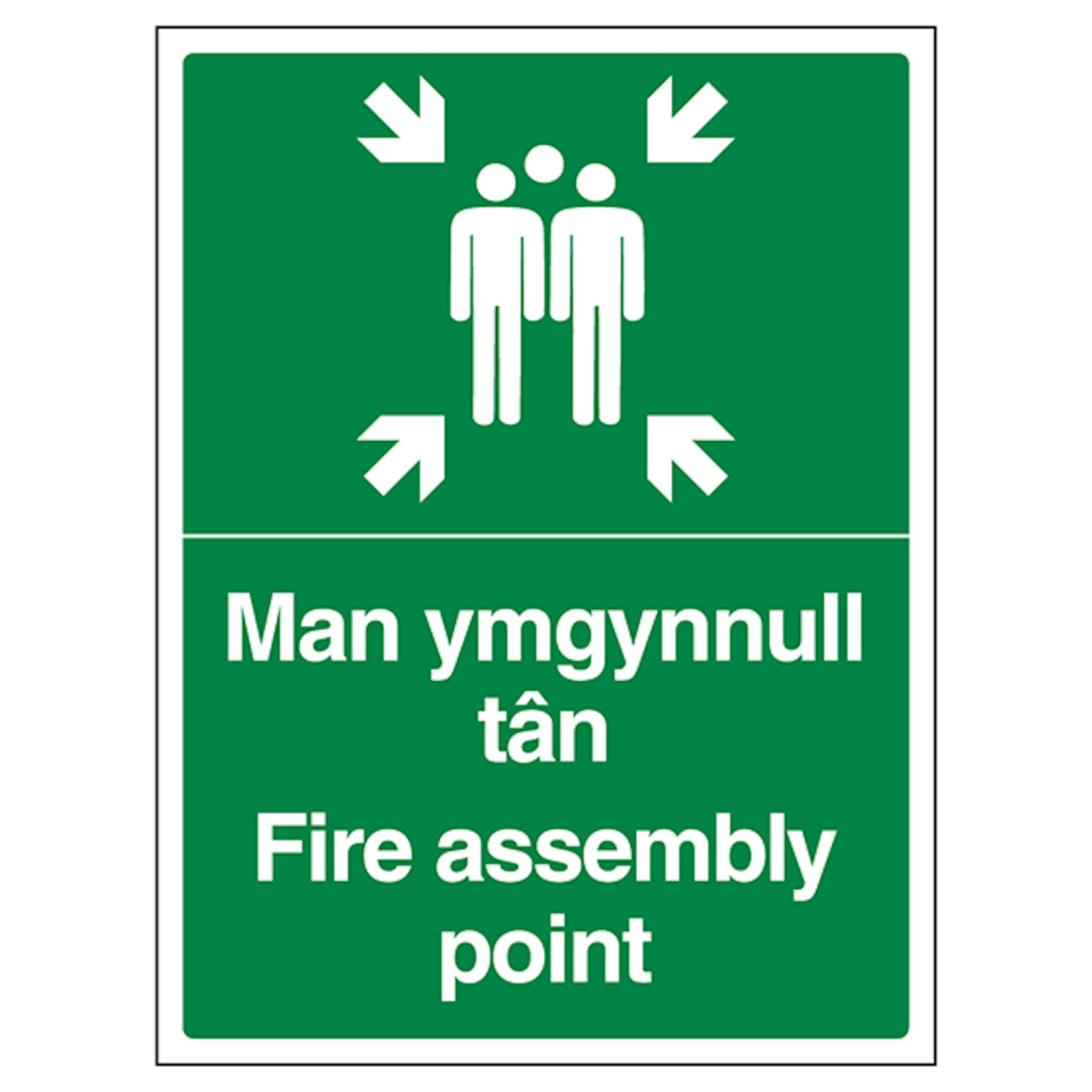 V Safety Welsh/English - Fire Assembly Point - Portrait 300 x 400 mm - Reinforced Super-Tough Flexi-Plastic Safety Sign