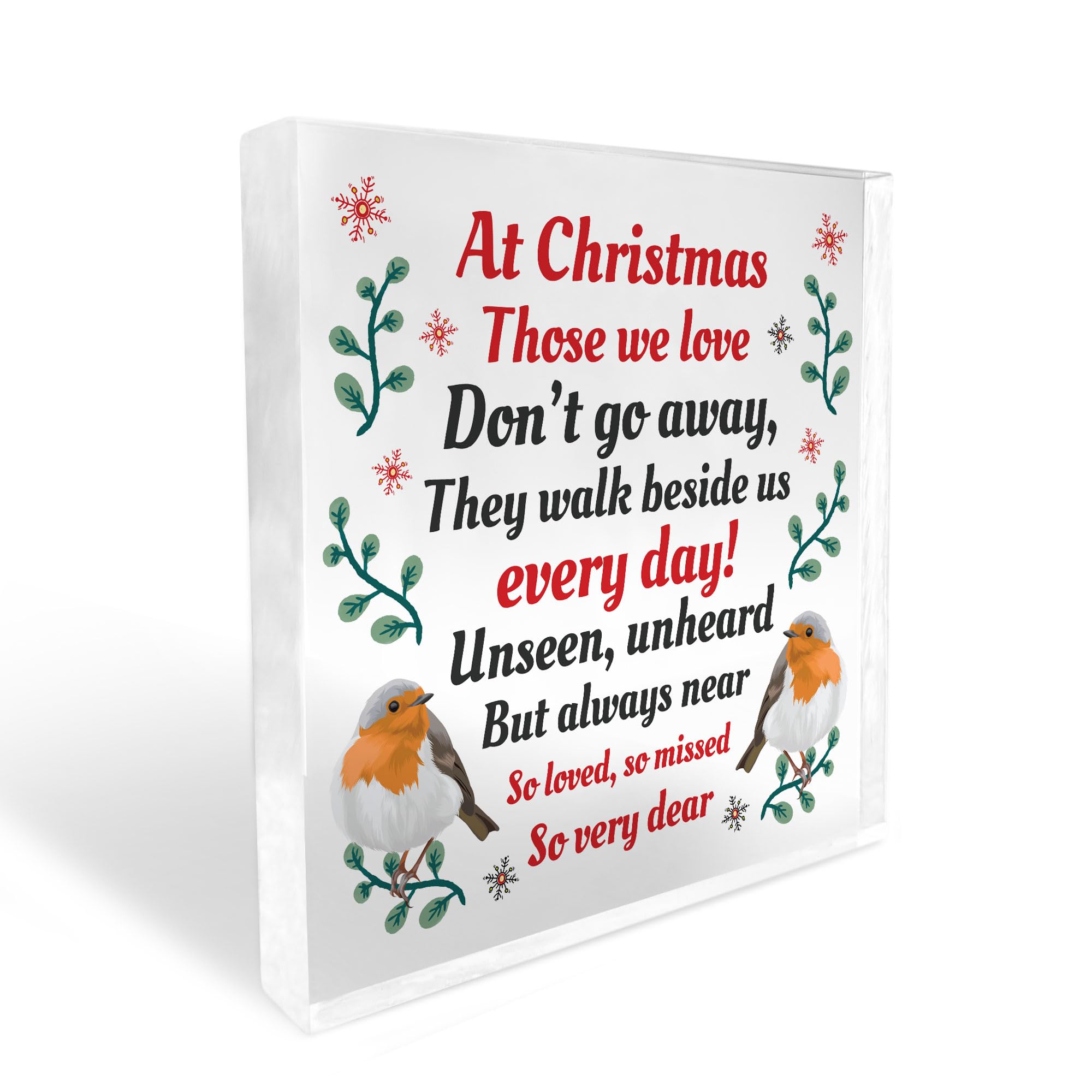 Red Ocean Memorial Remembrance Christmas Plaque, In Loving Memory of Mum Dad Nan Grandad Brother Sister Friend, Keepsake Memorial Decorations