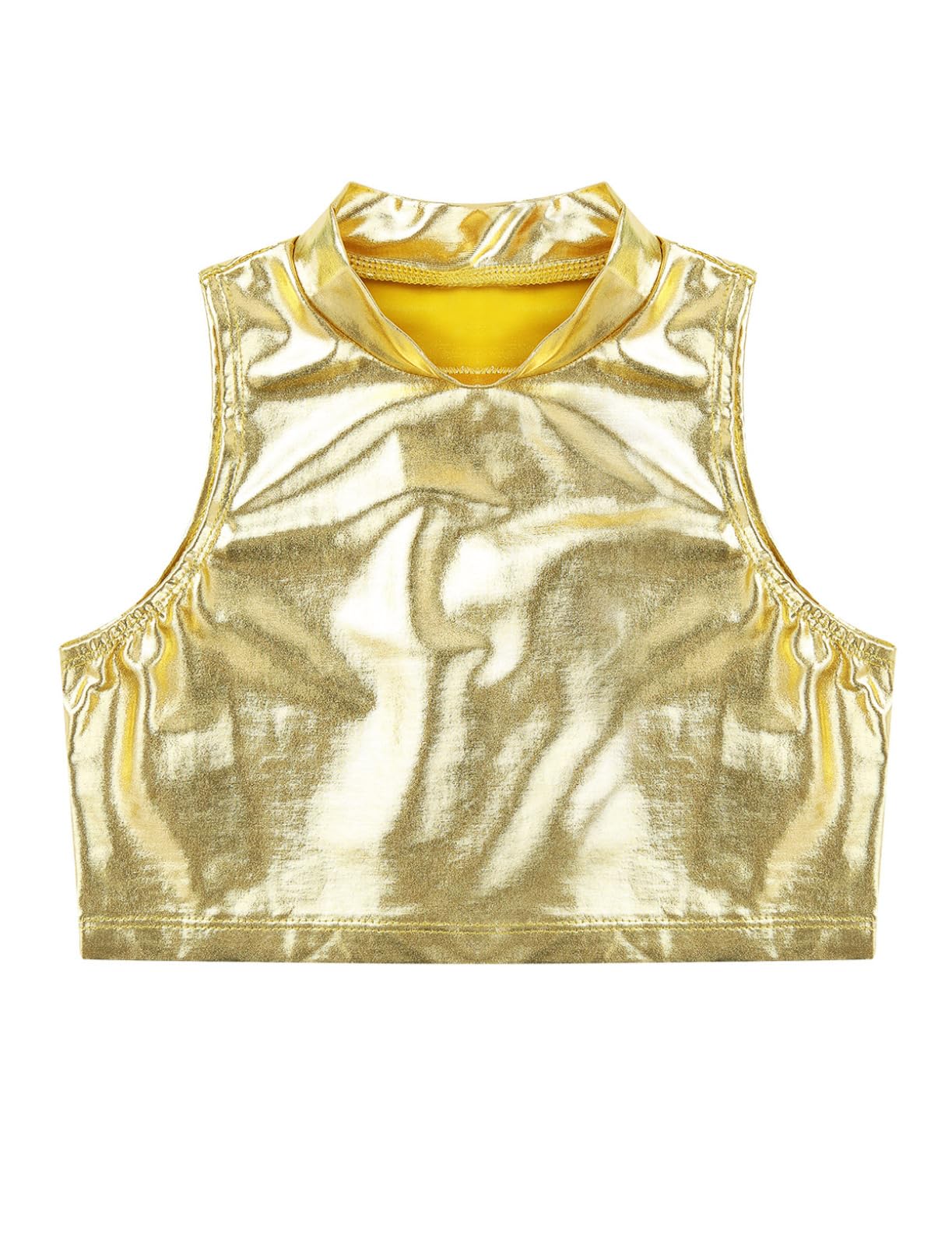 Freebily Sujetador Deportivo Niñas Crop Top sin Mangas Brillo Metálico Camiseta Corta Verano Tank Top Danza Gimnasia Ballet Fitness Running