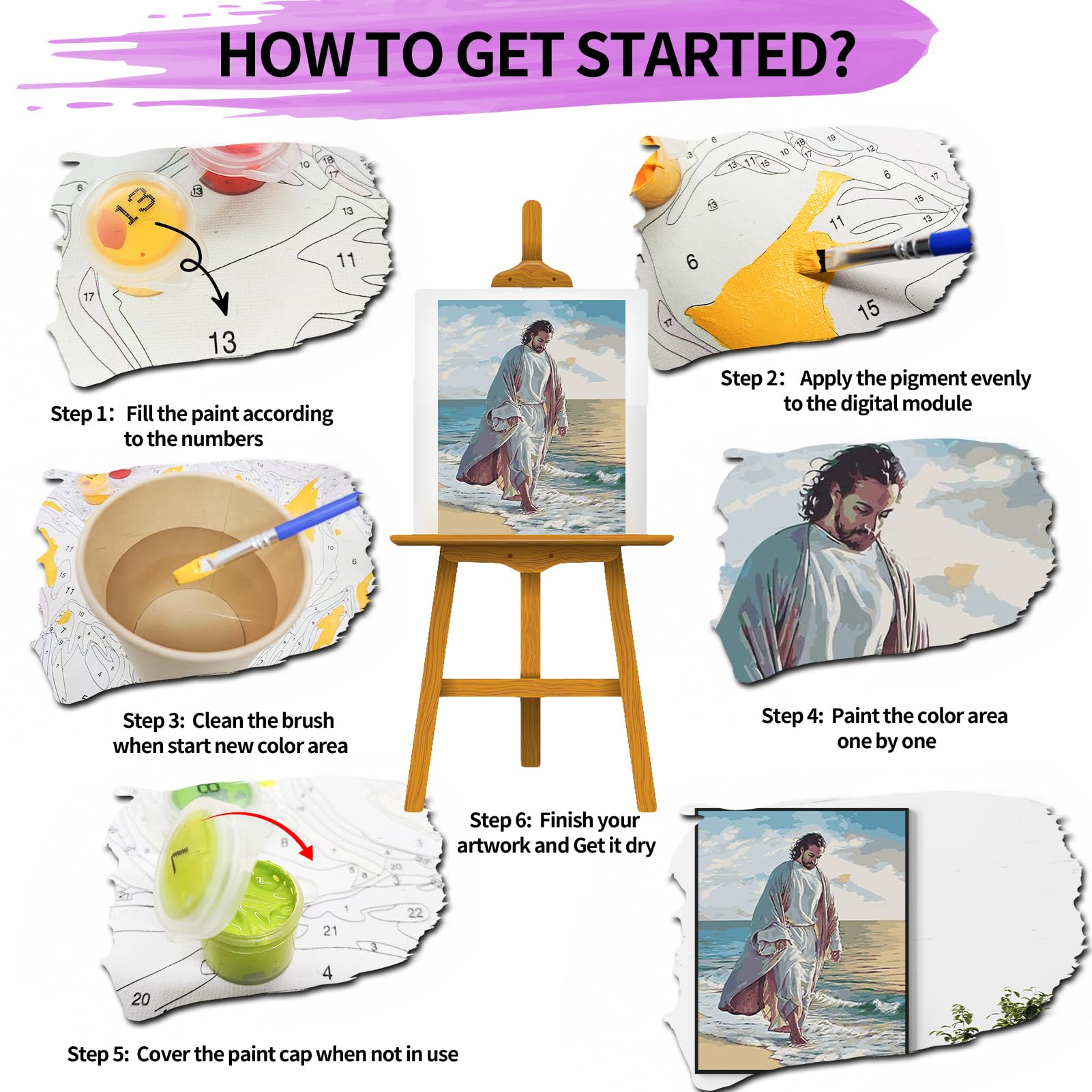 YALKIN Paint by Numbers Kits for Adults Painting by Number Kits On Canvas,Without Frame DIY Color Oil Painting Acrylic Paints,Home Wall Decor 16x20in/40x50cm - Image 6