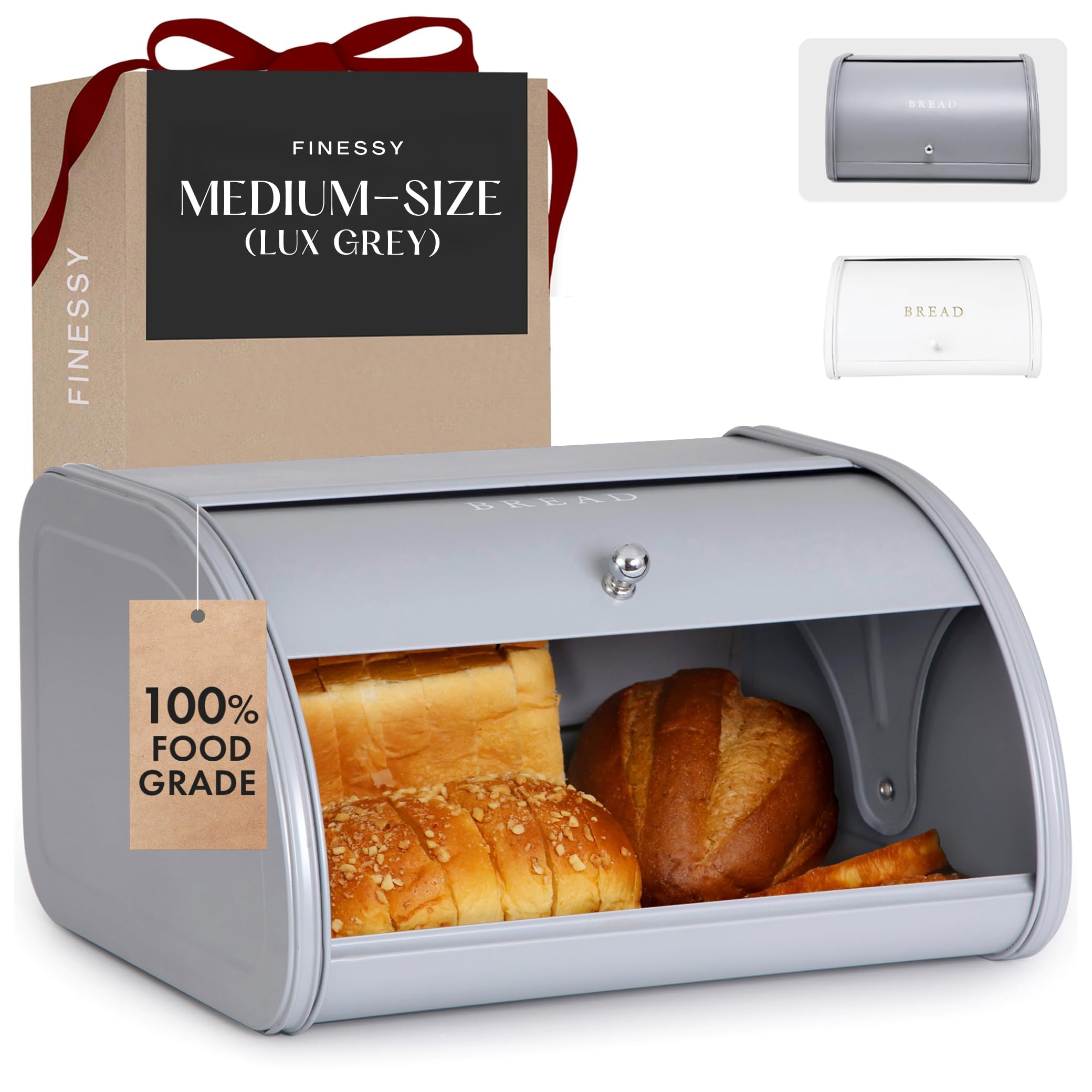 FINESSY Gray Bread Box - Countertop Storage -8 FINESSY Gray Bread Box - Countertop Storage -8