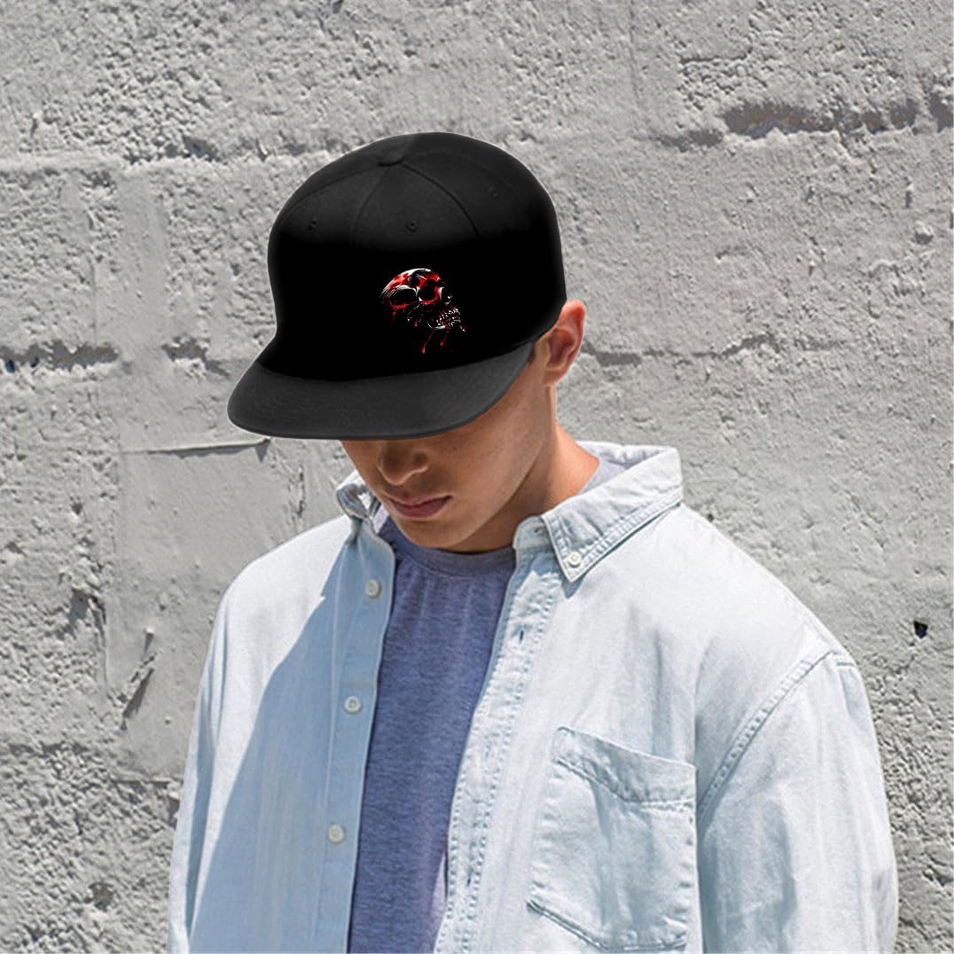 Motorcycle Skull Hat Flat Bill Hats for Men Snap Backpack Mens Hats Snapback Baseball Cap for Teens Boys - Image 4