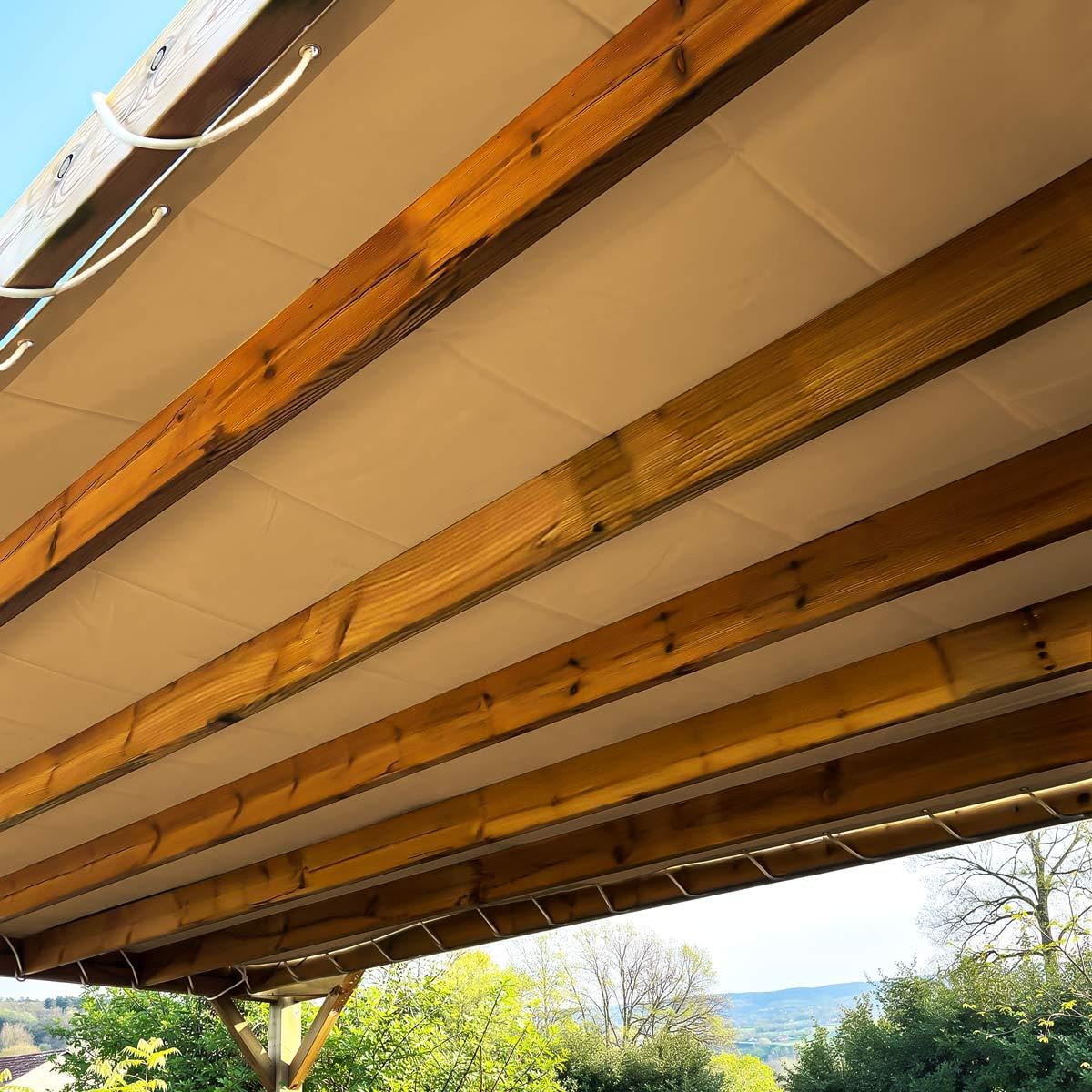 TECPLAST Toile Pergola Beige foncé 3x3 m LP506PR - Garantie 5 Ans - Bâche Pergola ou Tonnelle étanche en PVC pour terrasse