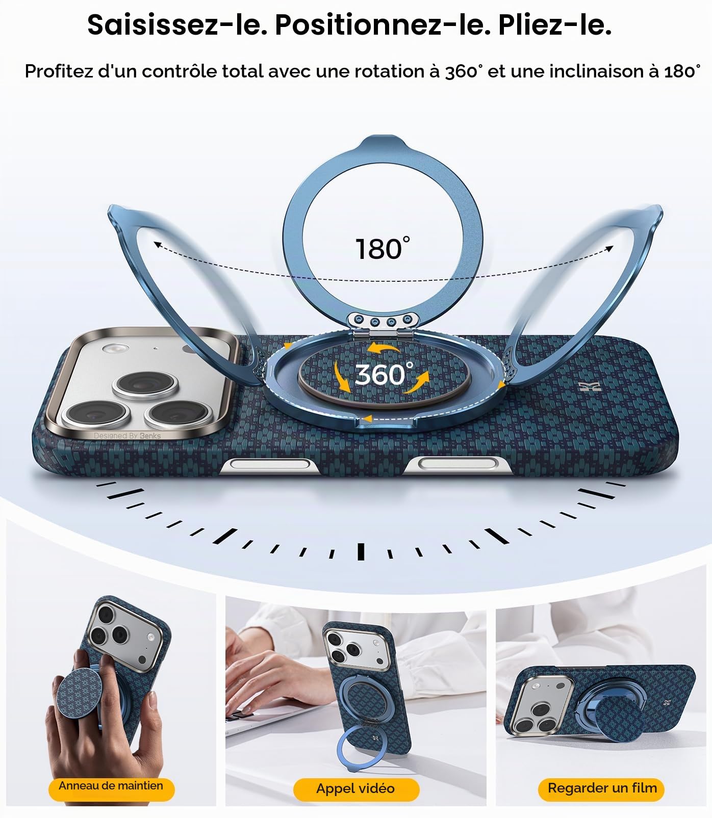 BENKS ArmorGrid Air Kevlar Coque & Support Anneau pour Samsung Galaxy Z Fold 8 Bundle
