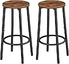 HOOBRO Bar Stools, Set of 2 Bar Chairs, Kitchen Round Height Stools with Footrest, Breakfast Bar Stools, Sturdy Steel Frame, for Dining Room, Kitchen, Party, Easy Assembly, Rustic Brown BF03BY01