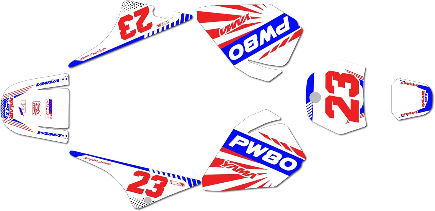 Graphics Kit for Yamaha PW80 (All Years) FH Series Blue 16 Mil - On/Off the Road - Dirt Pit Bike Motorcycle Stickers, Dirtbike Racing Automotive Decal Motocross Accessories no-Plastics