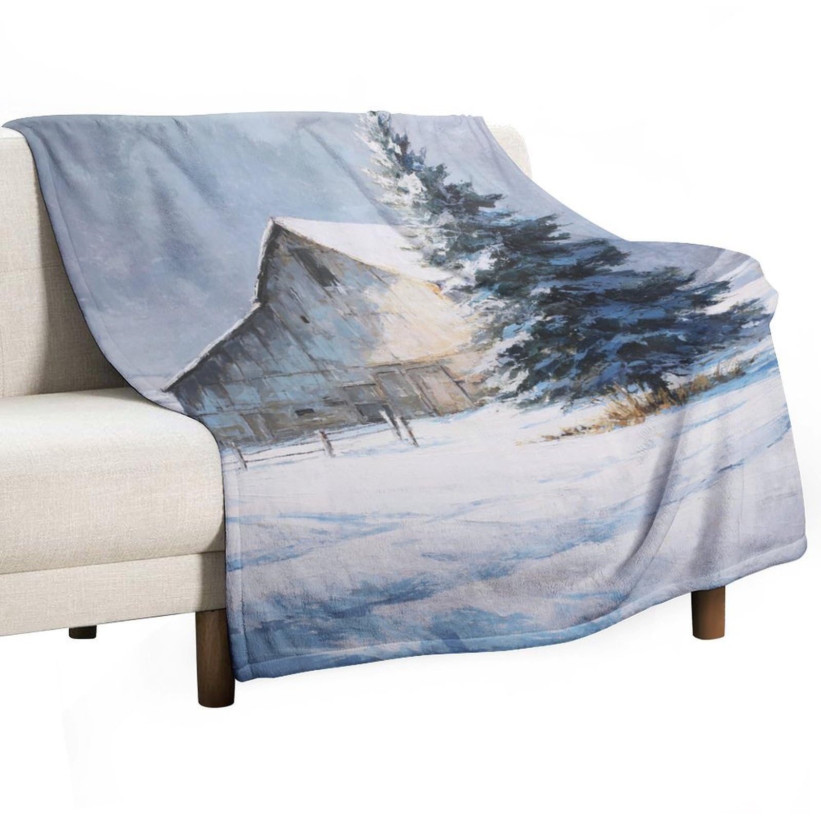 Couverture d'hiver enneigée anti-peluche plaid chaud pour lit et sofa