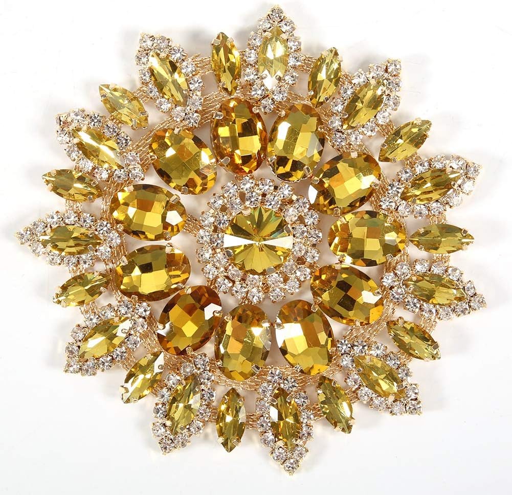 Crystal Glass Rhinestones Decoration for DIY Clothes Shoe Bag Women Accessories Crystal Glass Rhinestone Applique Decoration (Crystal Yellow Gold Base)