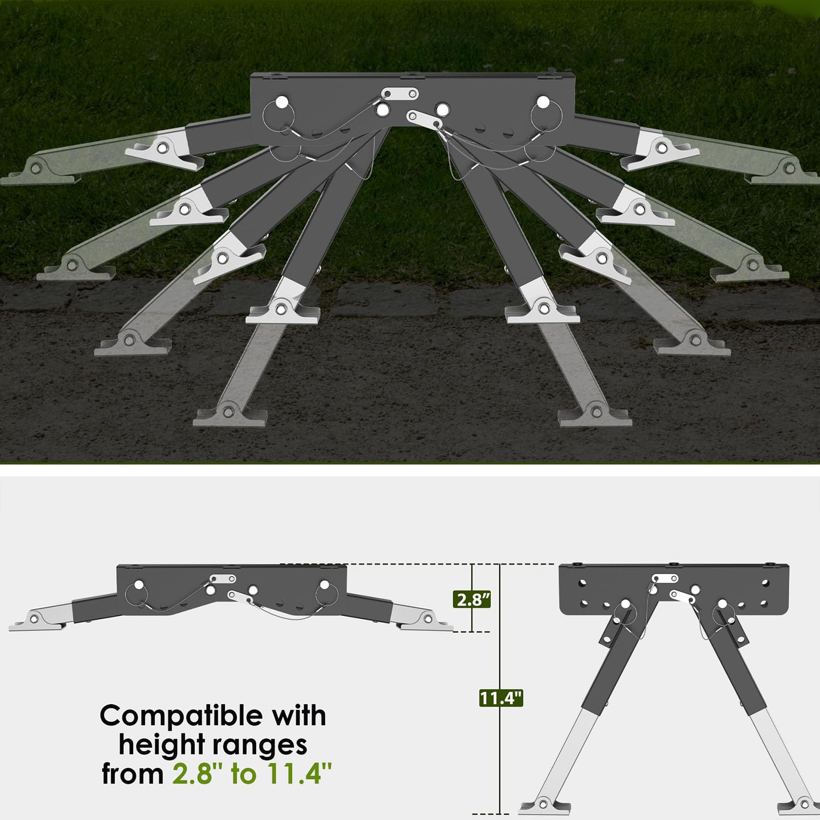 Verstellbare Trittstufenstütze aus Edelstahl, Zusammenklappbarer Trittstabilisator für Wohnwagen mit 5. Rad und Rutschfestem Gummipolster. Robustes Design