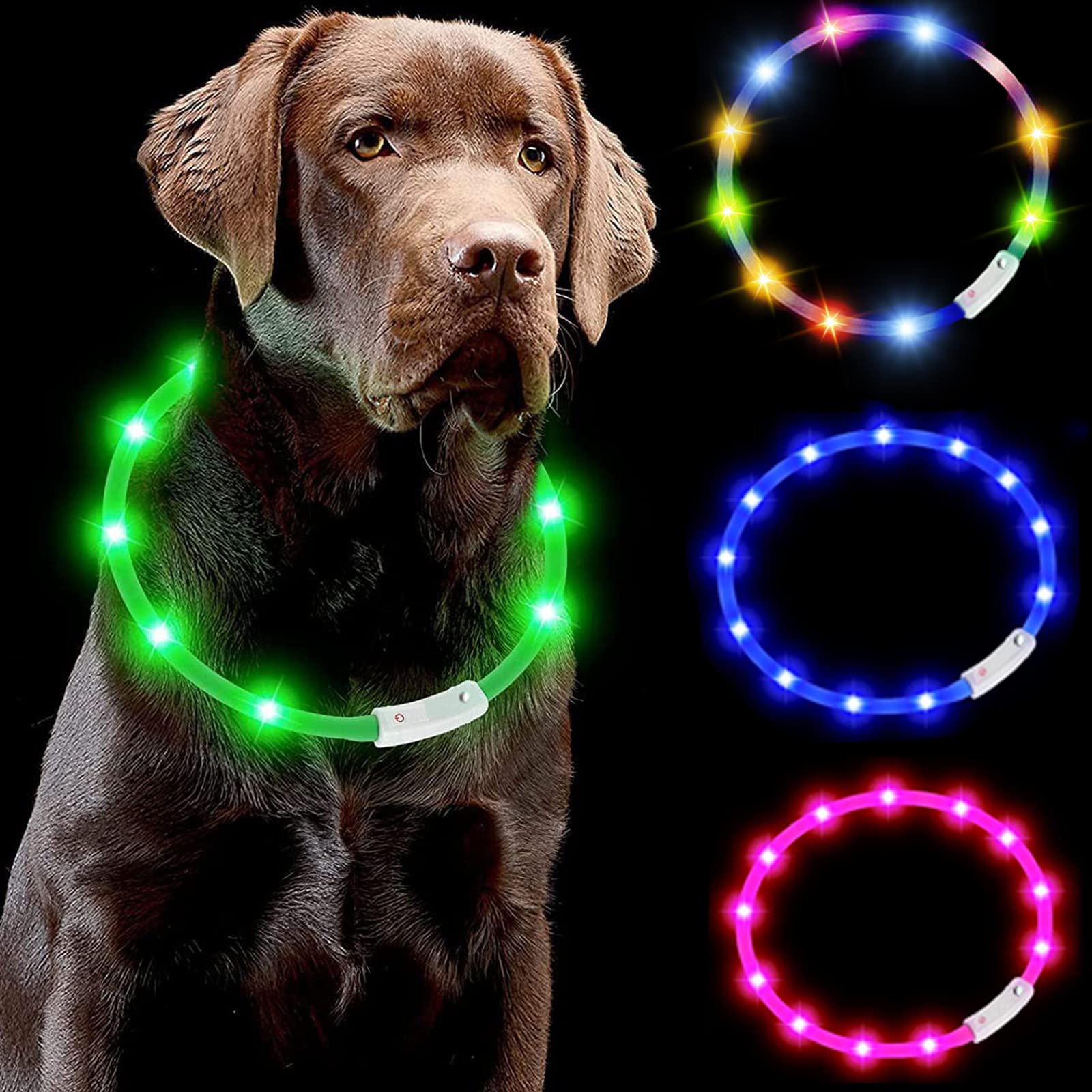 Amazon | Exgox 光る首輪 犬猫用 散歩 夜 ライト USB充電式 小型犬