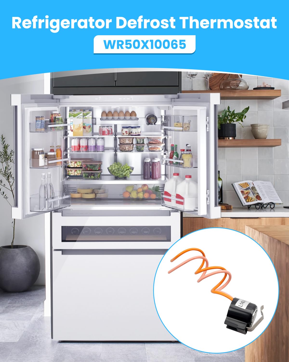 WR50X10065 Refrigerator Defrost Thermostat Fit for GE Hotpoint Refrigerator, Replace AP3796816 PS966762 AH966762 EA966762