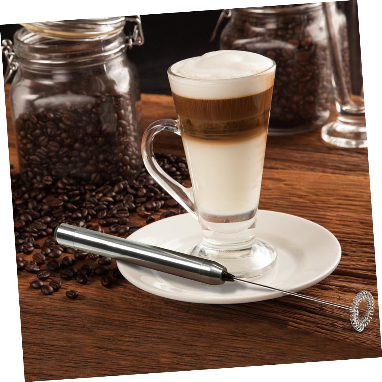 OUNONA 3pièces Mousseur à Lait Électrique Acier Inoxydable Mixeur Portable à Main Pour Cappuccino Chocolat Chaud Et Lattes Fonctionnement à Piles Facile à Utiliser Nettoyer
