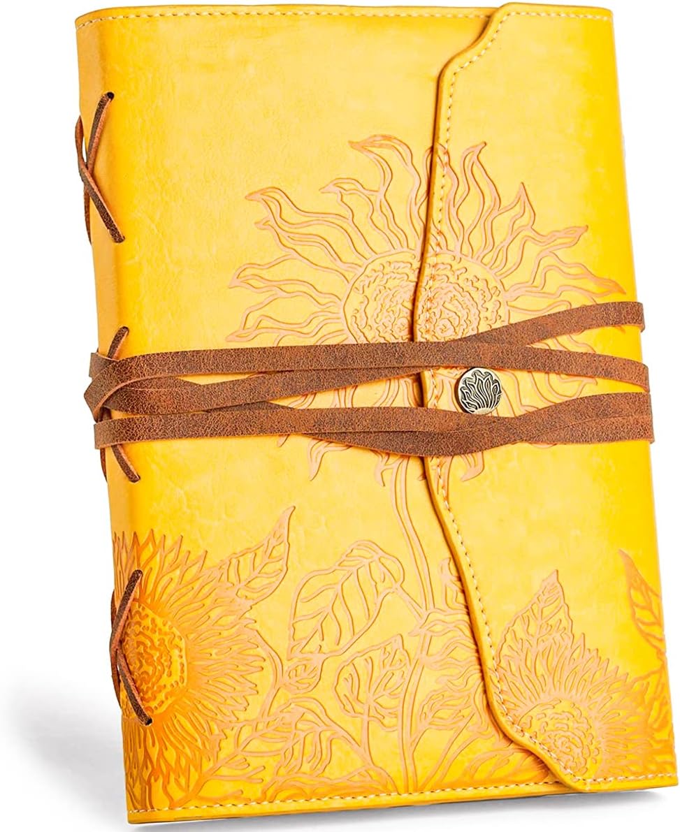 🛒 Crazy Deals Writing Journal for Women And Men - Beautiful Journals to Write in - Faux Leather Bound Diary (5.5''x8.1'') - Lined Writers Notebook - Sunflower Gifts for Women -Vintage Journal Gift for Teachers Black Friday Sale 2022 Writing Journal for Women And Men - Beautiful Journals to Write in - Faux Leather Bound Diary (5.5''x8.1'') - Lined Writers Notebook - Sunflower Gifts for Women -Vintage Journal Gift for Teachers