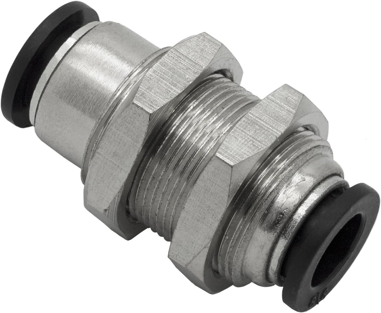 PneumaticPlus PMM-3/8 Push to Connect Tube Fitting, Bulkhead Union - 3/8" Tube OD x 3/8" Tube OD (10 per Pack)