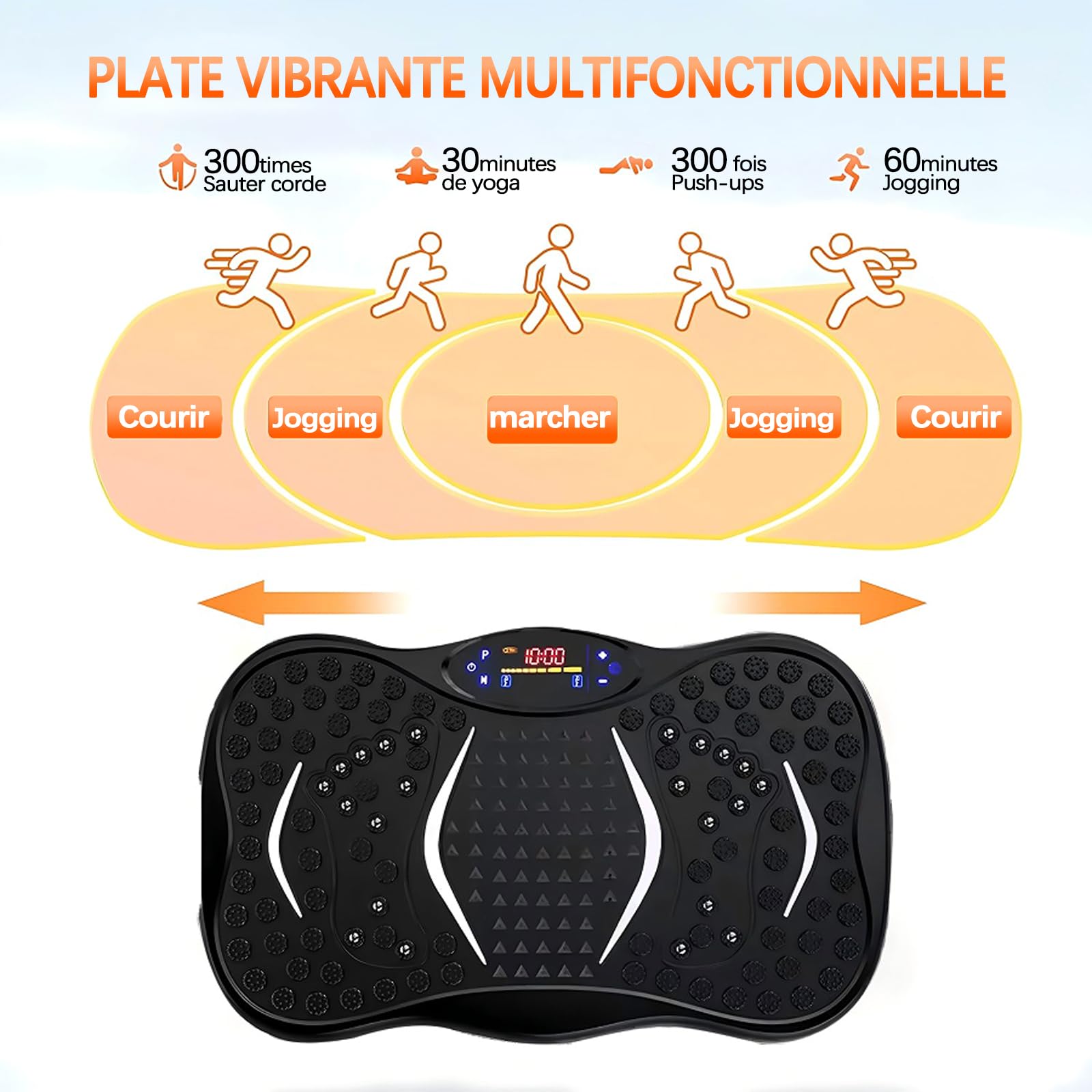 Plateforme Vibrante Perte de Poids, 2025 Amélioré Plateforme Fitness Vibration Plate pour le Drainage lymphatique, 120 Vitesses Réglables Avec Une Capacité de 450 Lb,Convient Pour le Fitness