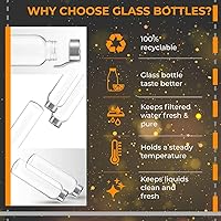 Vista 7 de Botella de agua de vidrio estrella del chef 6 botellas de 18 onzas de paquete para la bebida y Juicer Utilice tapas de acero inoxidable con bucle