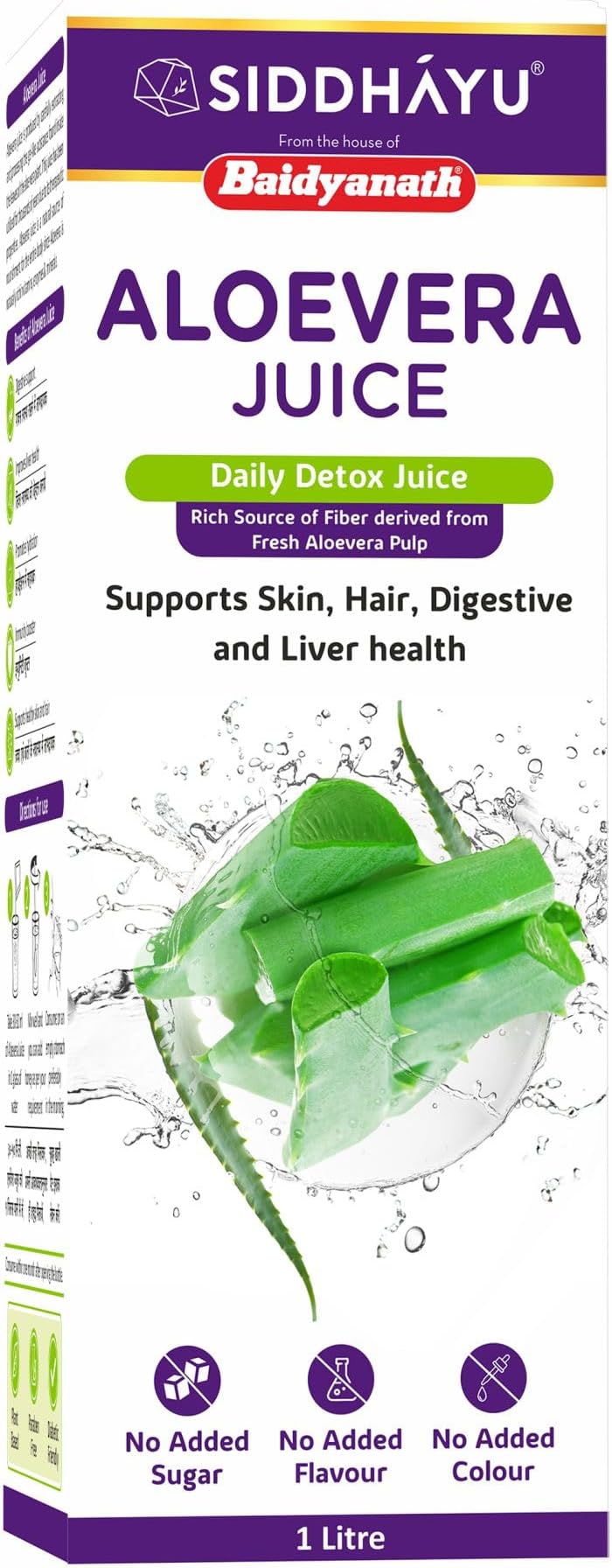 Baidyanath Aloe Vera juice with Pulp, All Natural tonic for Immunity, Better digestion and Glowing Skin, 1000 ml