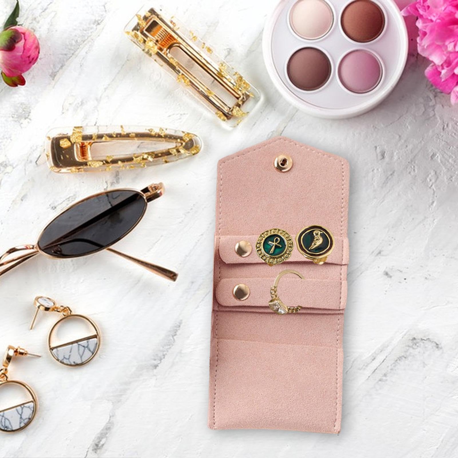 Jewelry Roll,Tiny Jewelry Organizer,Travel Jewelry Organizer Bag,Travel Jewelry Case,Travel Jewelry Roll,Jewelry Travel Case,Portable Earring Pouch For Daily And Travel Use, Earring Organizer