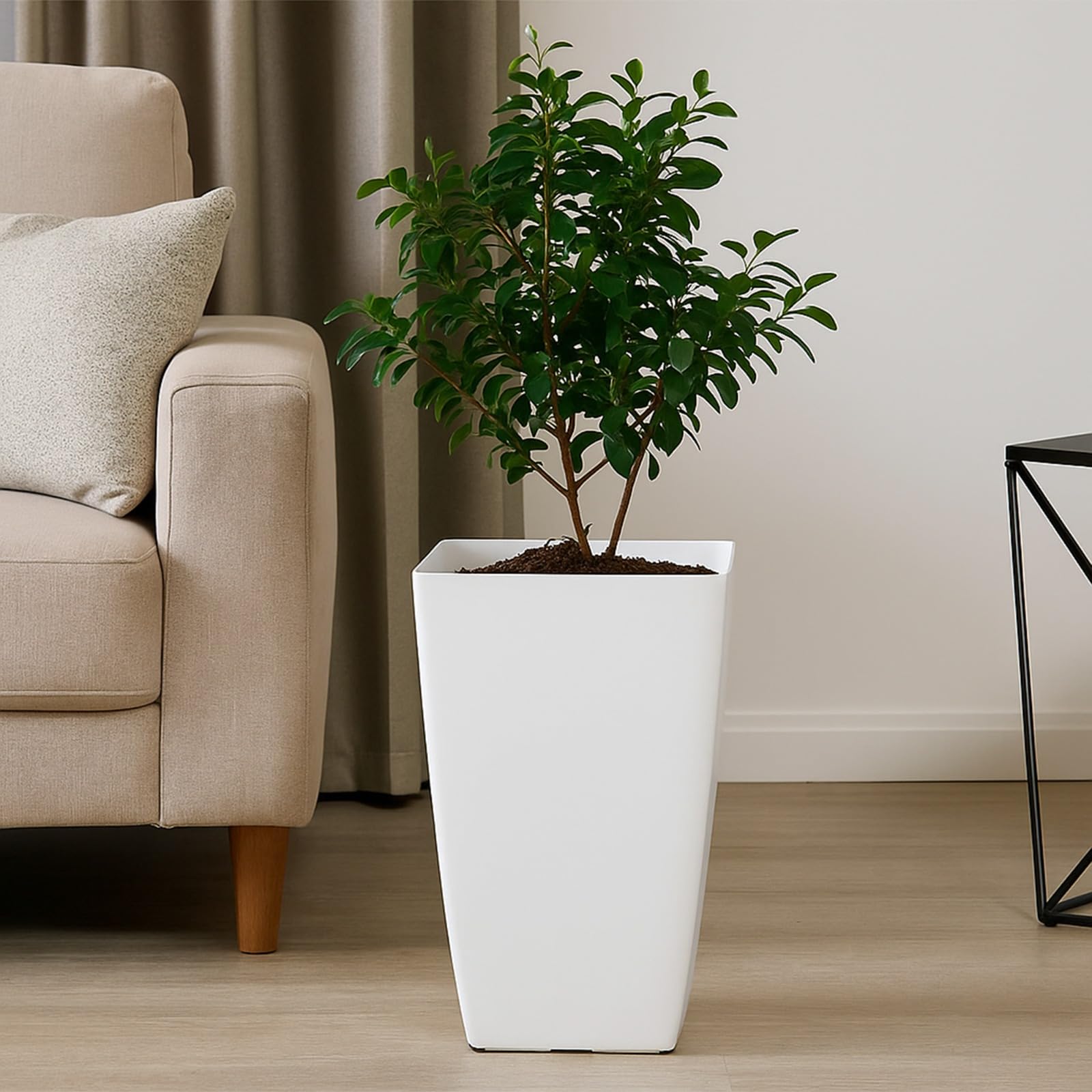 Kalfo Square Plastic Tower Pot 8 Inch Tall Pot Flower Pots for Home Office Garden Balcony Terrace Plant Container Set of 2-image-13