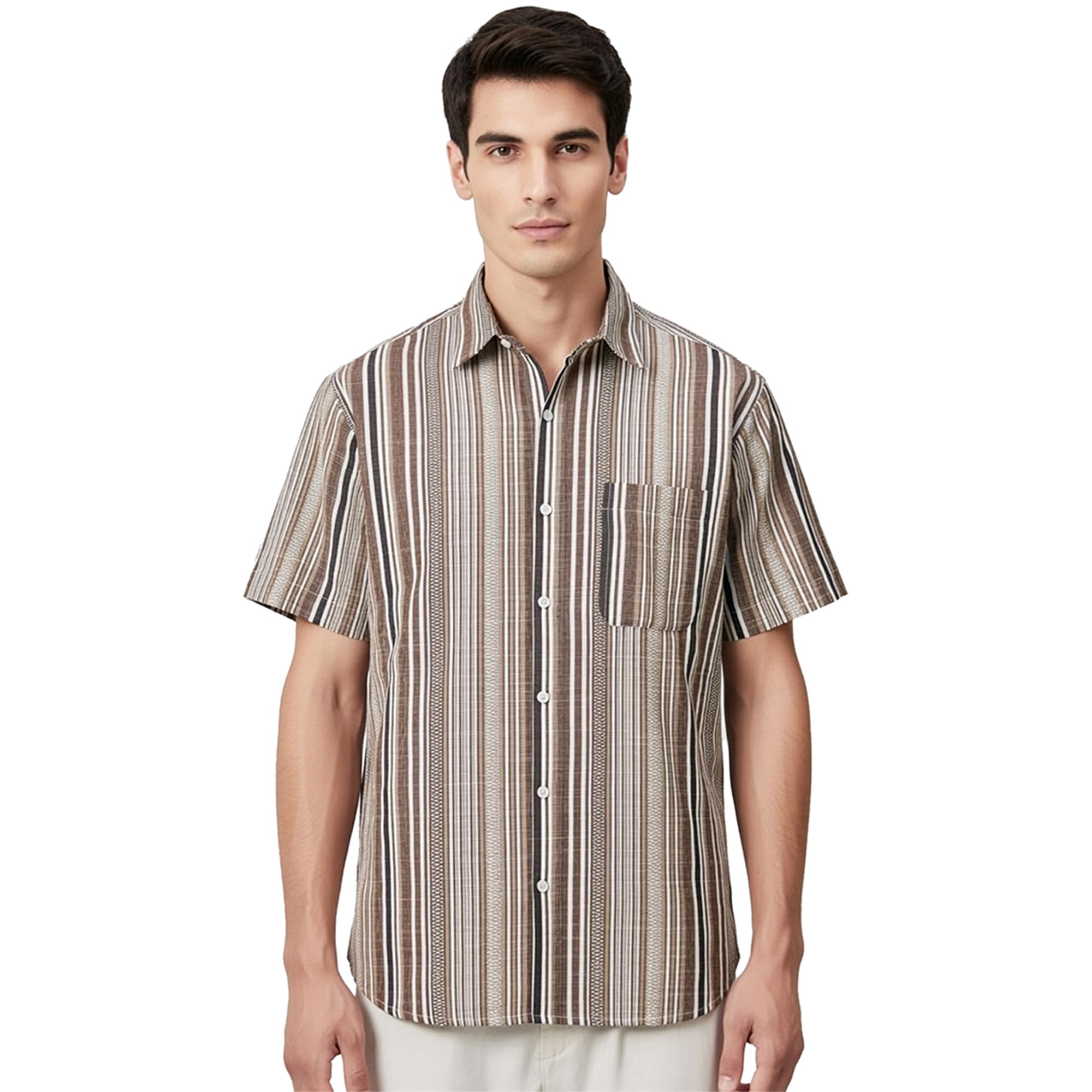 lsd Men's Cotton Linen Striped Casual Shirt - Half Sleeve Regular Fit Trendy Stylish Shirt with Pocket for Men, Office Party-picture-36