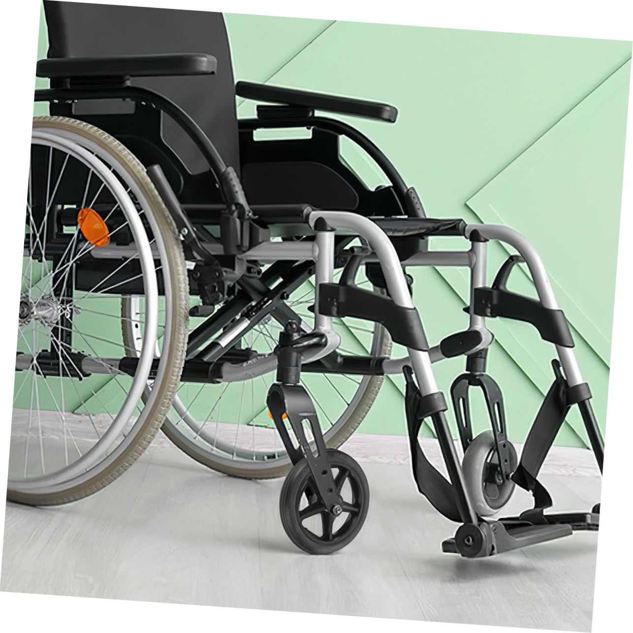 Ruedas Delanteras de Silla de Ruedas 4 Piezas Negro Acero Inoxidable | Goma y Plástico, Instalación Sencilla, Compatibilidad, Repuestos Sillas de Ruedas