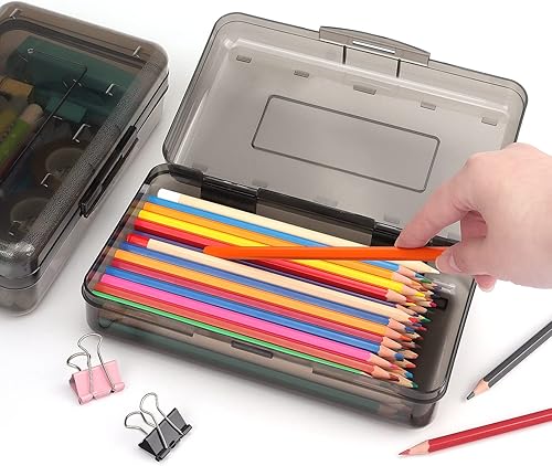Miniatura 7 de Tamaki 1 Paquete Caja de Lápices de Plástico de Gran Capacidad Cajas de Lápices Transparentes con Tapa de Cierre Hermético Diseño Apilable y