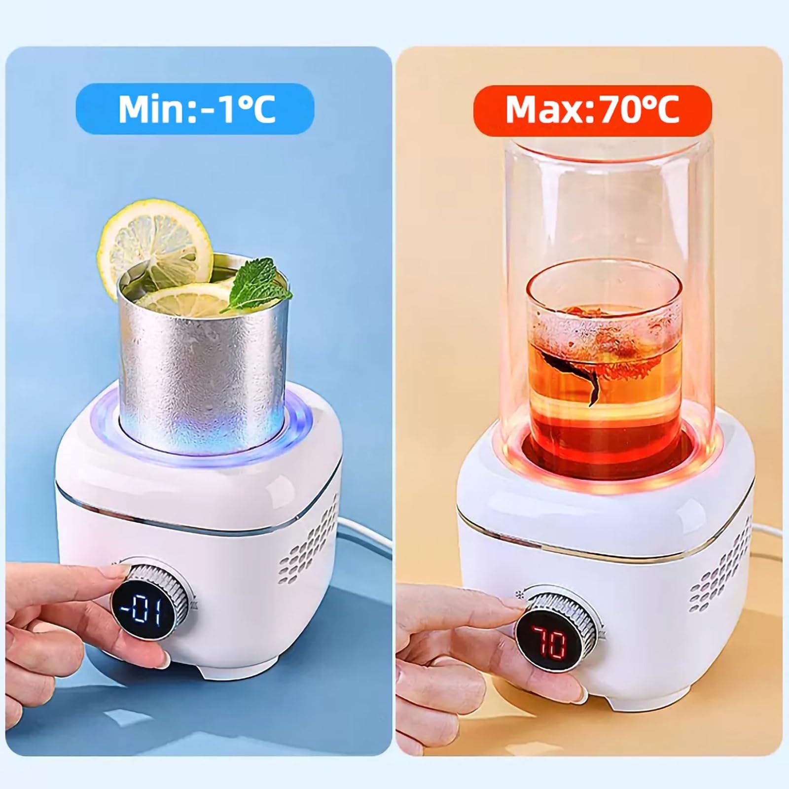 Tazza Elettrica A Raffreddamento Rapido 300ml, -1°C A 70°C Raffreddatore Di Bevande Intelligente Con Display LED E Luce, Portabevande Elettrico Per Raffreddamento/Riscaldamento Birra Caffè Vino