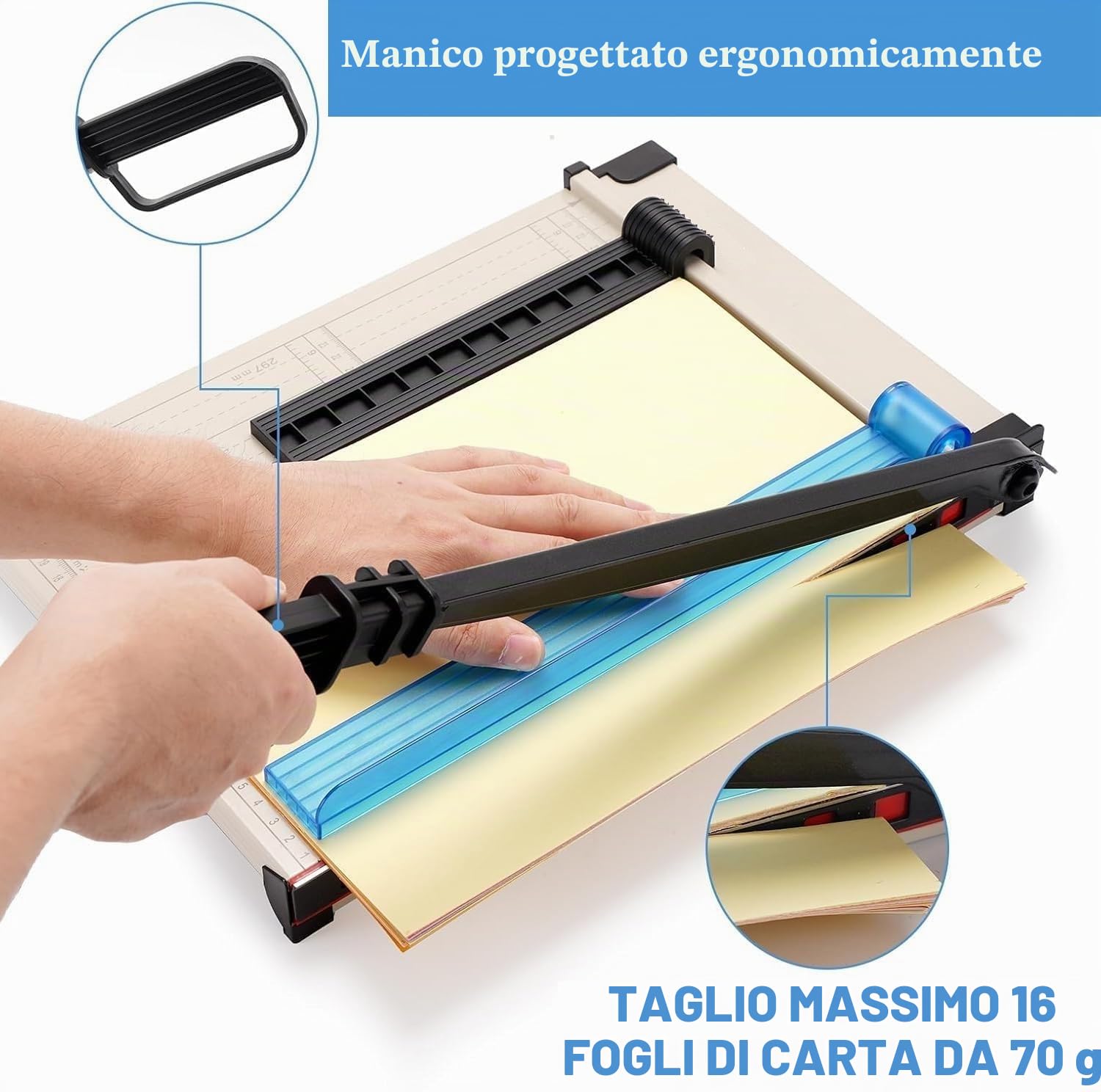 Tagliacarte precisa, 12 lunghezze, capacità di 12 fogli, per carta e cartone, vinile