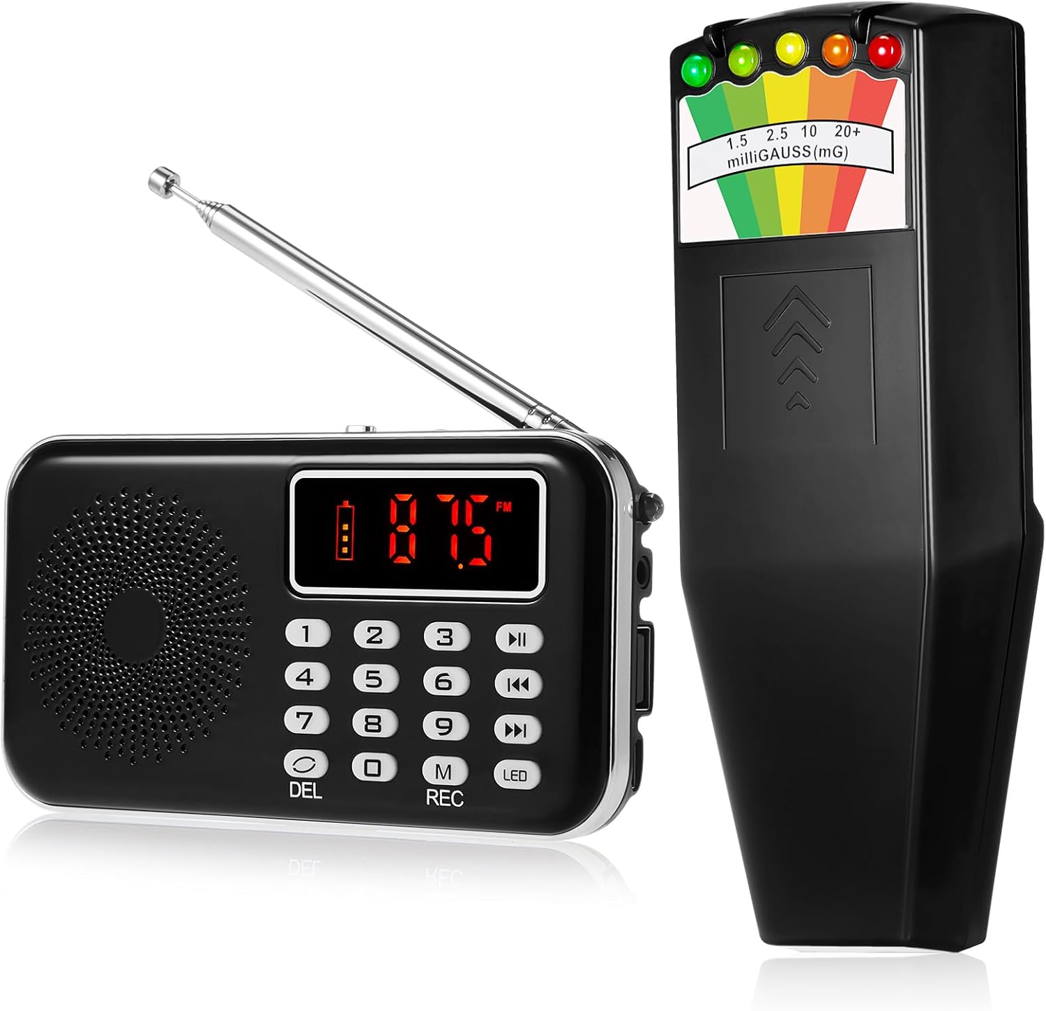 2pcs Ghost Hunting Equipment Kit Include 1 Pcs LED EMF Meter Magnetic Field Ghost Hunting and 1 Pcs Ghost Radio Ghost Hunting Device for Electromagnetic Paranormal Investigations