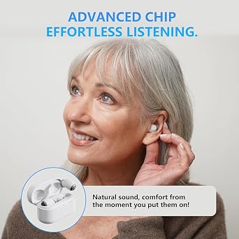 Ceretone Hearing Aids for Seniors Rechargeable, OTC Hearing Aids with Noise Cancelling, Volume Control (WHITE)
